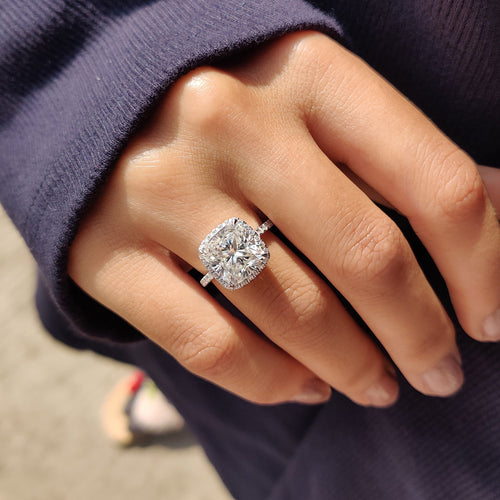 Noelle Mae - Cushion Cut Engagement Ring In Halo Style