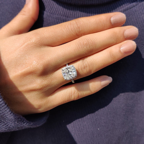 Noelle Mae - Cushion Cut Engagement Ring In Halo Style