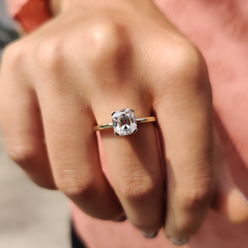 Marielle Fern - Cushion Old Mine Cut Solitaire Engagement Ring