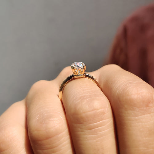 Marielle Fern - Cushion Old Mine Cut Solitaire Engagement Ring