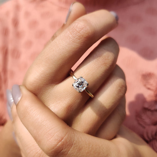 Marielle Fern - Cushion Old Mine Cut Solitaire Engagement Ring