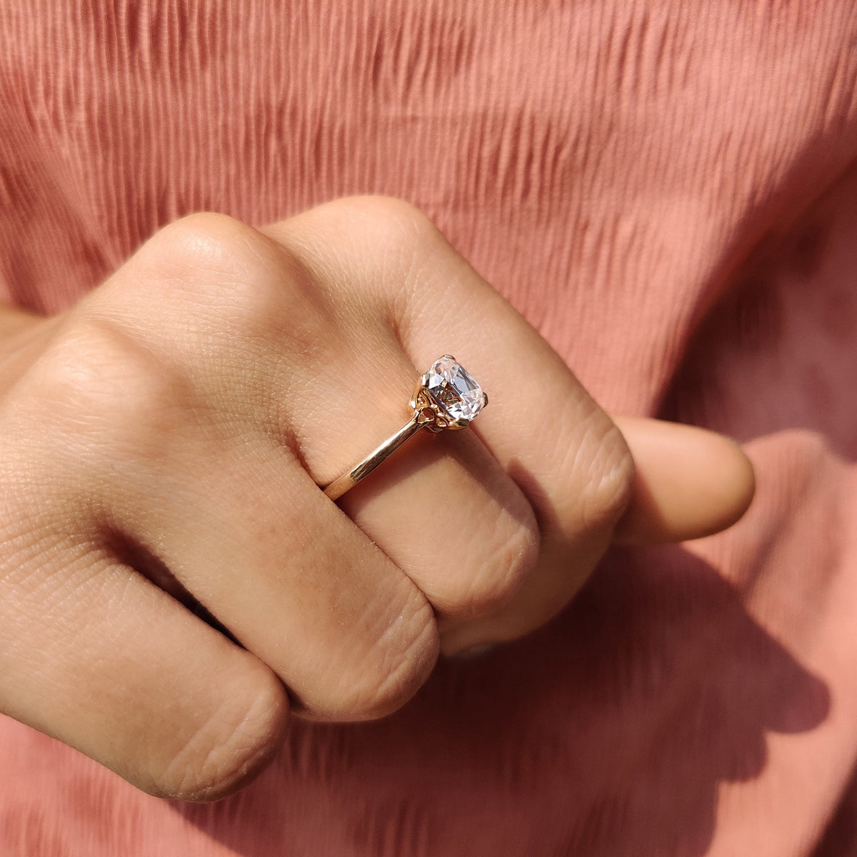 Marielle Fern - Cushion Old Mine Cut Solitaire Engagement Ring