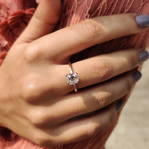 Marielle Fern - Cushion Old Mine Cut Solitaire Engagement Ring