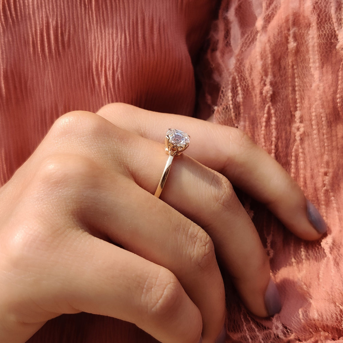 Marielle Fern - Cushion Old Mine Cut Solitaire Engagement Ring