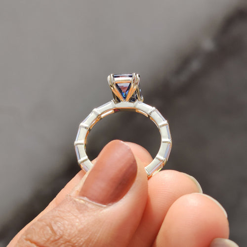 Juliette Rae - Emerald Cut Engagement Ring With Baguette Side Stones