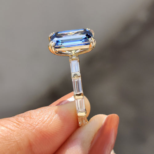 Juliette Rae - Emerald Cut Engagement Ring With Baguette Side Stones