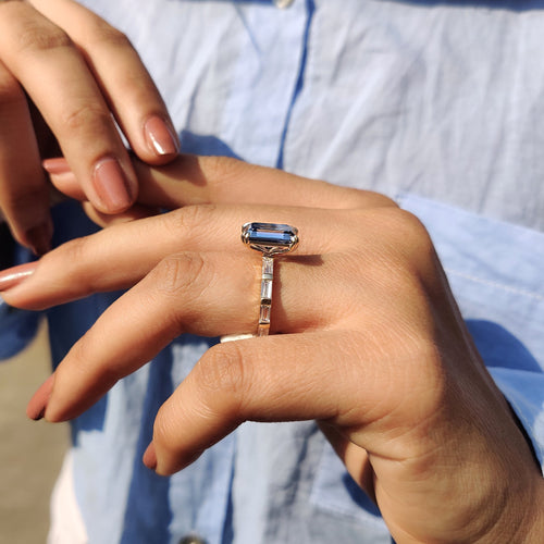 Juliette Rae - Emerald Cut Engagement Ring With Baguette Side Stones