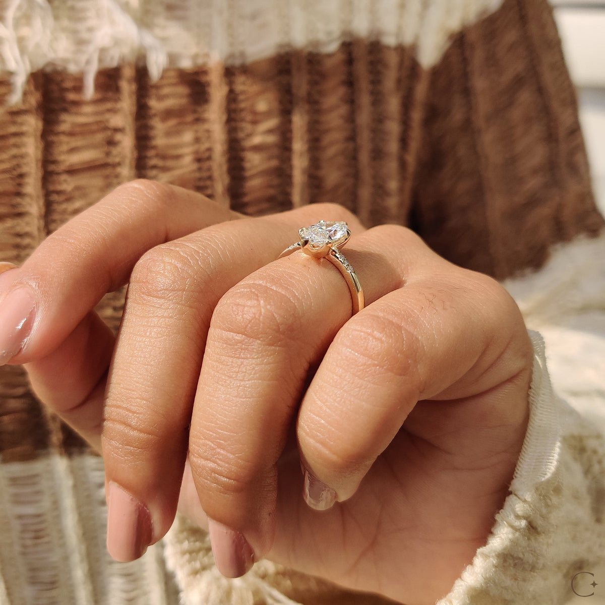 Violette Ruth - Marquise Diamond Engagement Ring with Tapered Band