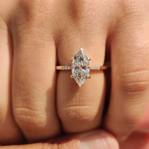 Violette Ruth - Marquise Diamond Engagement Ring with Tapered Band