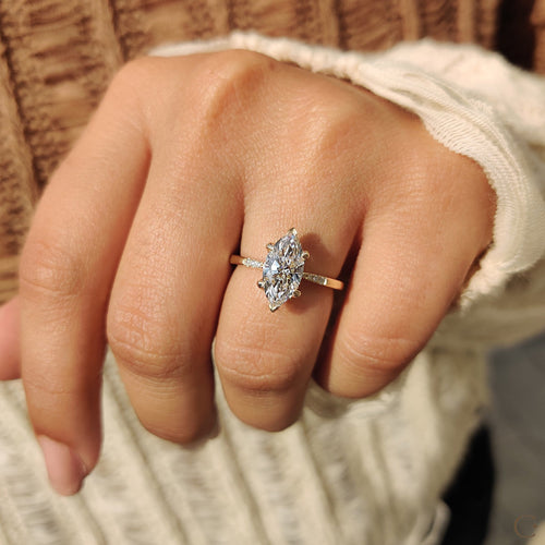 Violette Ruth - Marquise Diamond Engagement Ring with Tapered Band