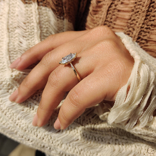 Violette Ruth - Marquise Diamond Engagement Ring with Tapered Band