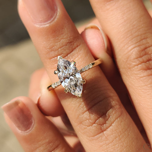 Violette Ruth - Marquise Diamond Engagement Ring with Tapered Band