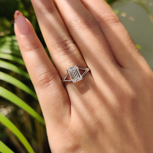 Esme Louise - Emerald Cut Engagement Ring In Solitaire Style