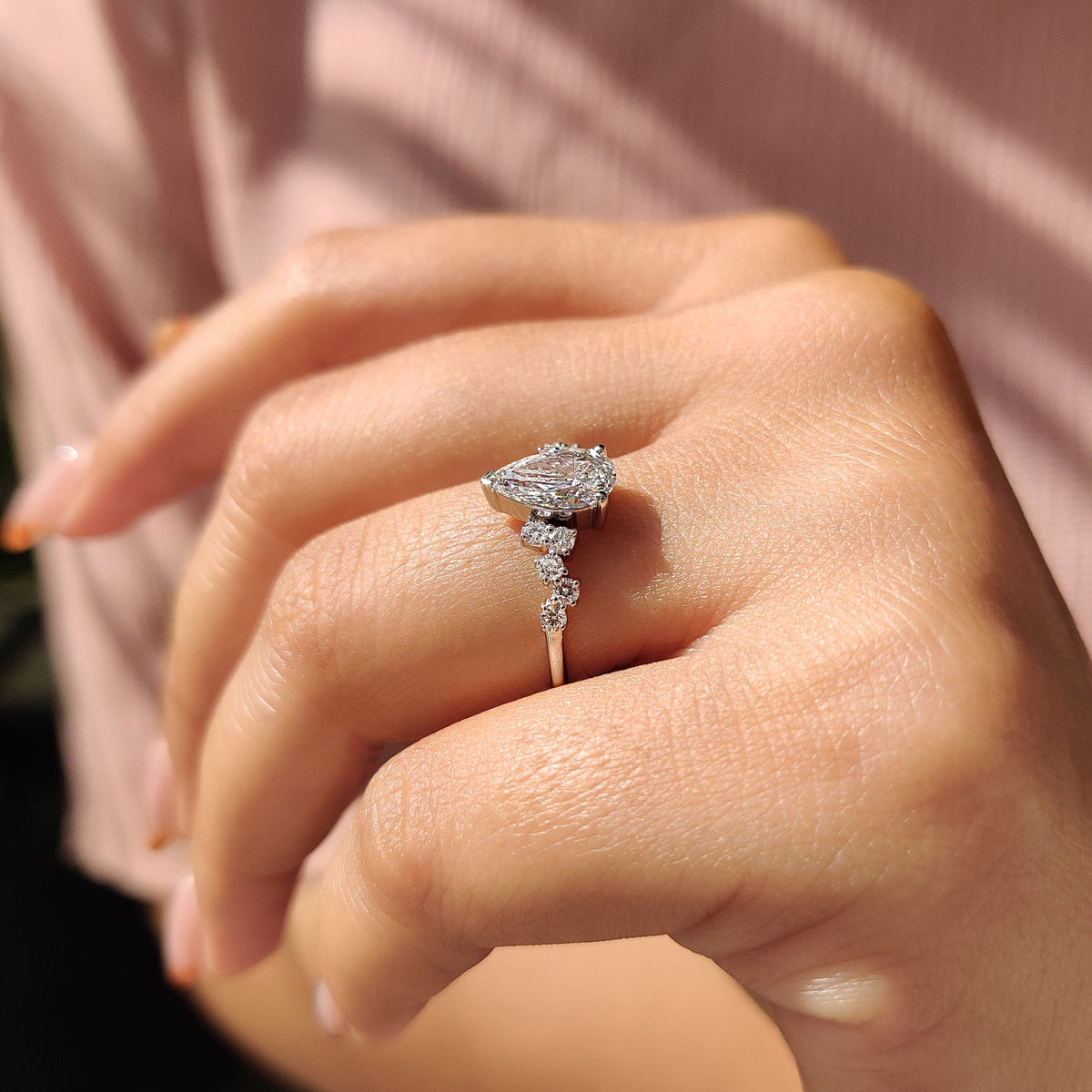 Cordelia Paige - Pear Cut Cluster Diamond Engagement Ring
