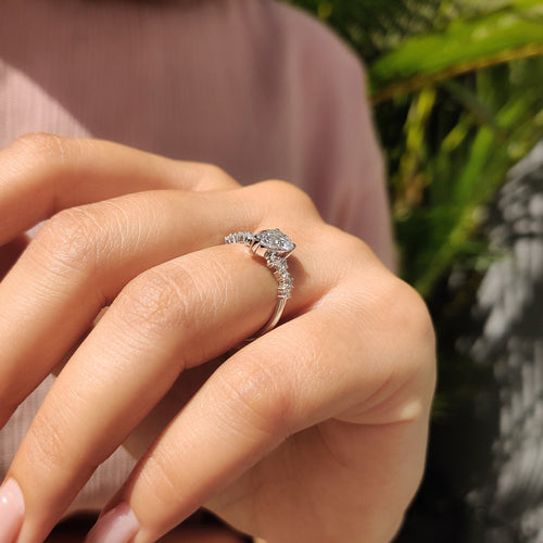Cordelia Paige - Pear Cut Cluster Diamond Engagement Ring