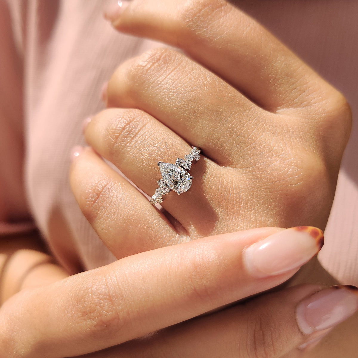 Cordelia Paige - Pear Cut Cluster Diamond Engagement Ring