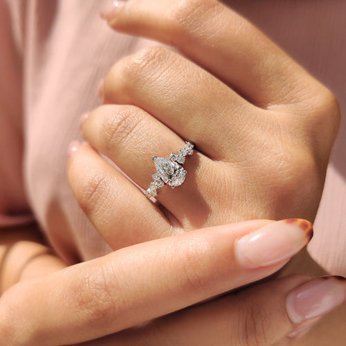 Cordelia Paige - Pear Cut Cluster Diamond Engagement Ring