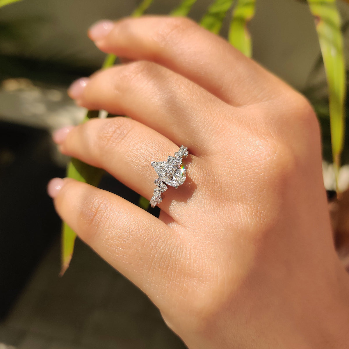 Cordelia Paige - Pear Cut Cluster Diamond Engagement Ring