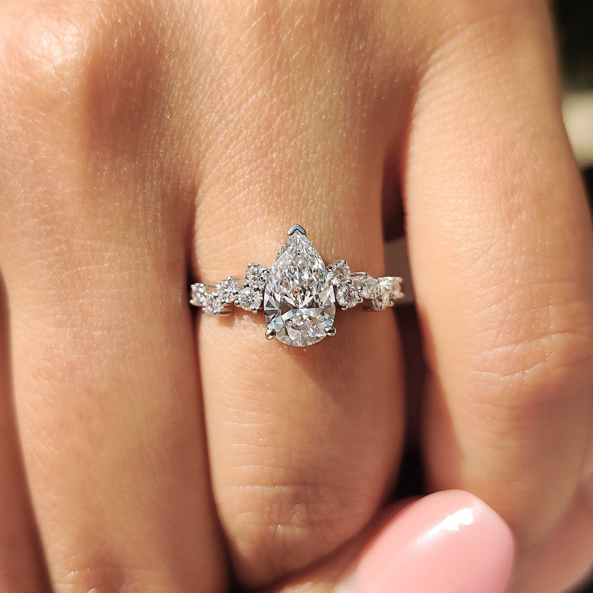Cordelia Paige - Pear Cut Cluster Diamond Engagement Ring