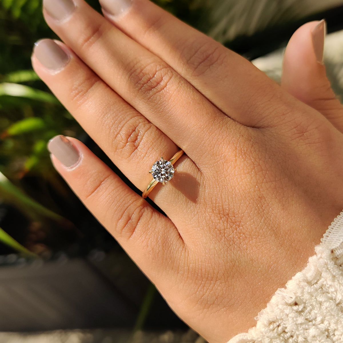 Cordelia Pearl - Round Diamond Engagement Ring With knife edge shank style