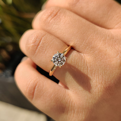Cordelia Pearl - Round Diamond Engagement Ring With knife edge shank style