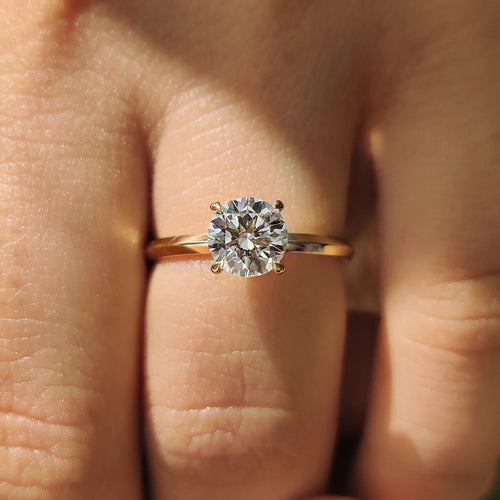 Cordelia Pearl - Round Diamond Engagement Ring With knife edge shank style