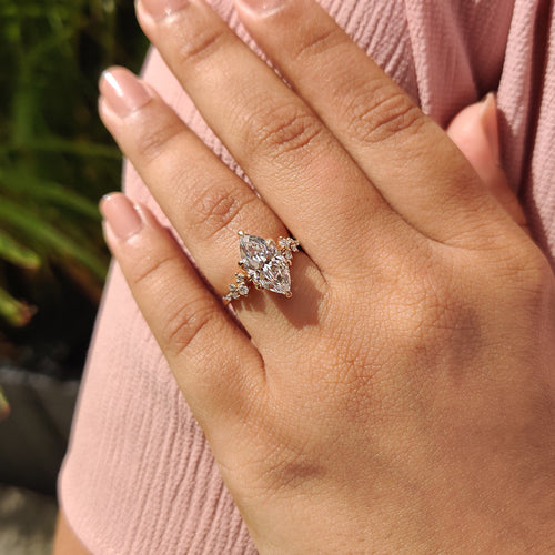 Mirabelle May - Marquise Cluster Ring With Blue Topaz Hidden Accent