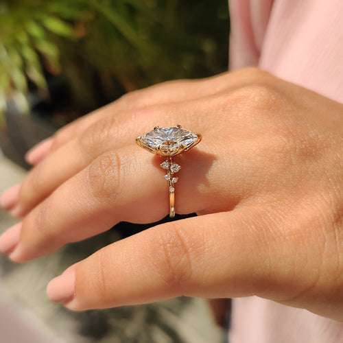 Mirabelle May - Marquise Cluster Ring With Blue Topaz Hidden Accent