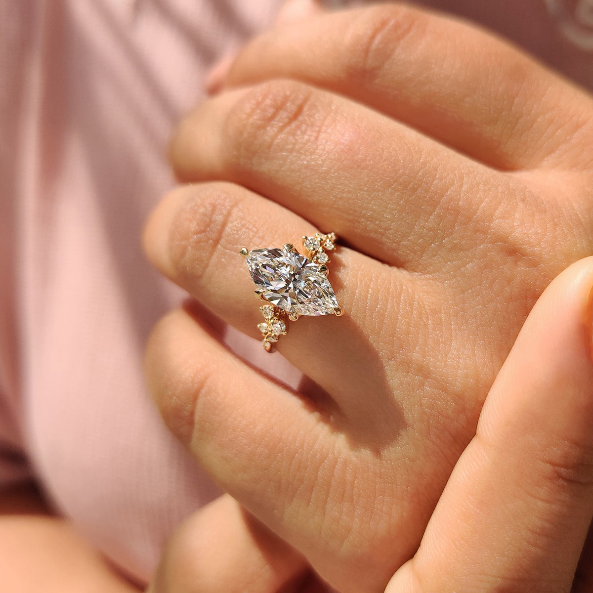 Mirabelle May - Marquise Cluster Ring With Blue Topaz Hidden Accent