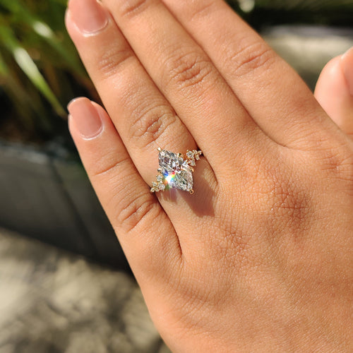 Mirabelle May - Marquise Cluster Ring With Blue Topaz Hidden Accent