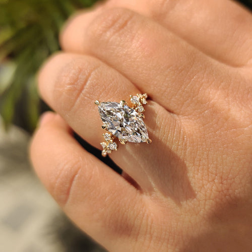 Mirabelle May - Marquise Cluster Ring With Blue Topaz Hidden Accent
