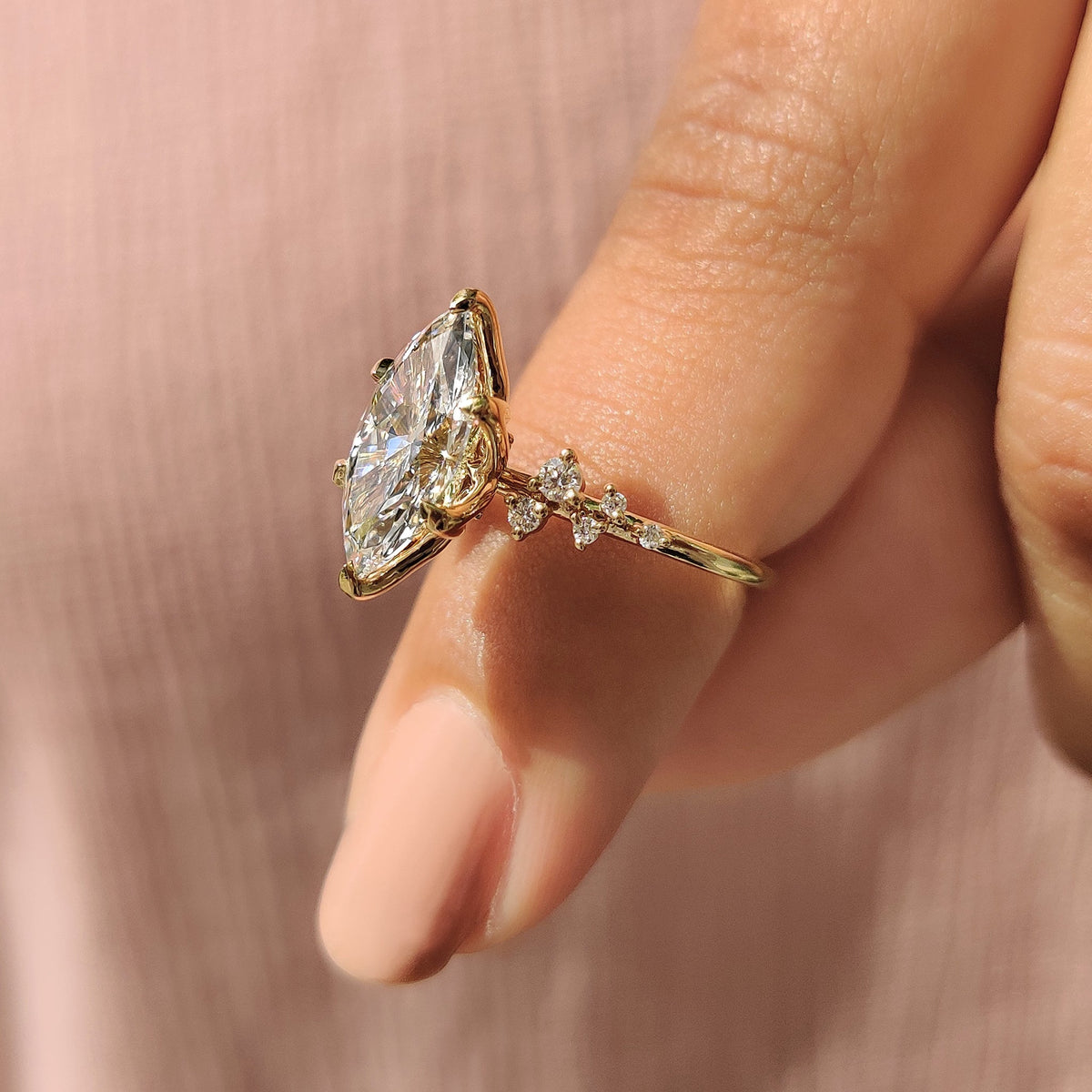 Mirabelle May - Marquise Cluster Ring With Blue Topaz Hidden Accent