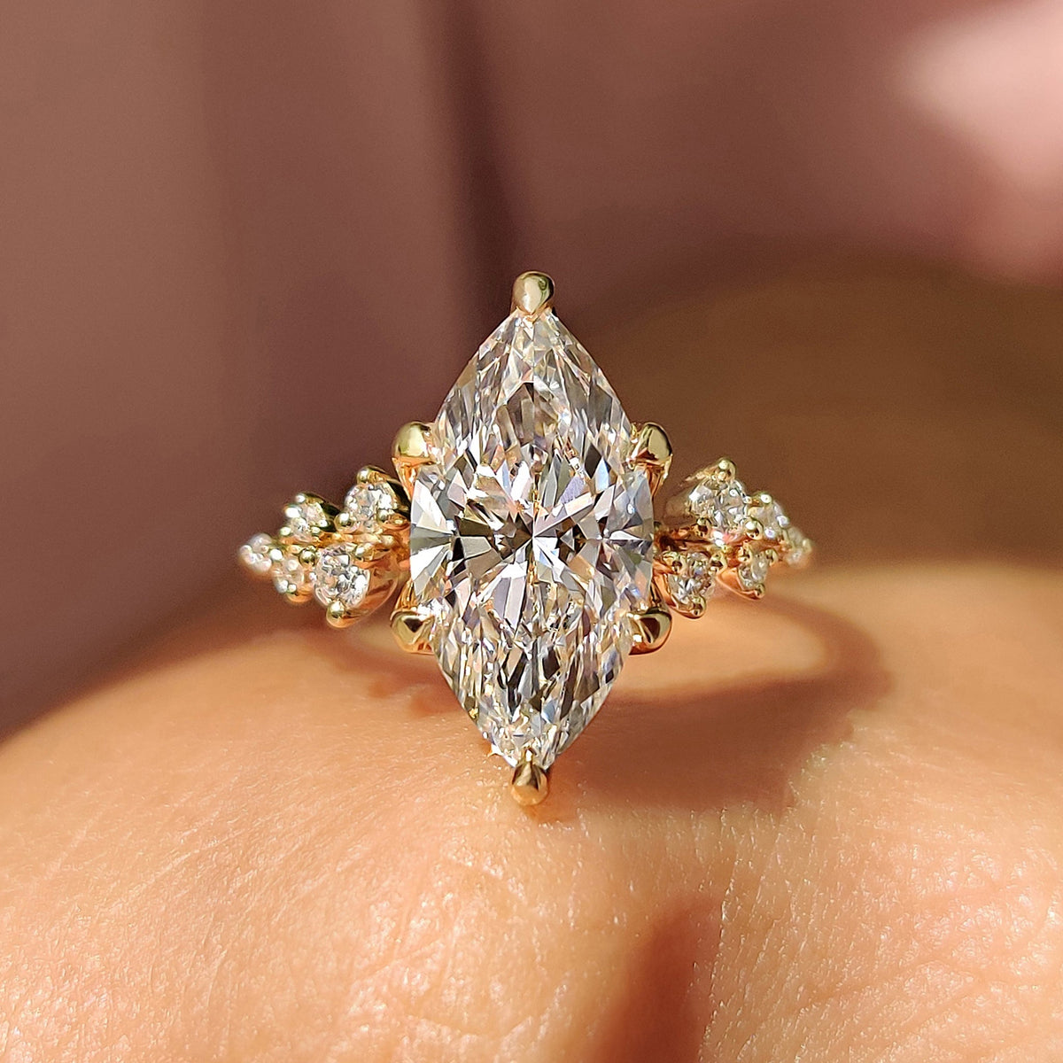 Mirabelle May - Marquise Cluster Ring With Blue Topaz Hidden Accent