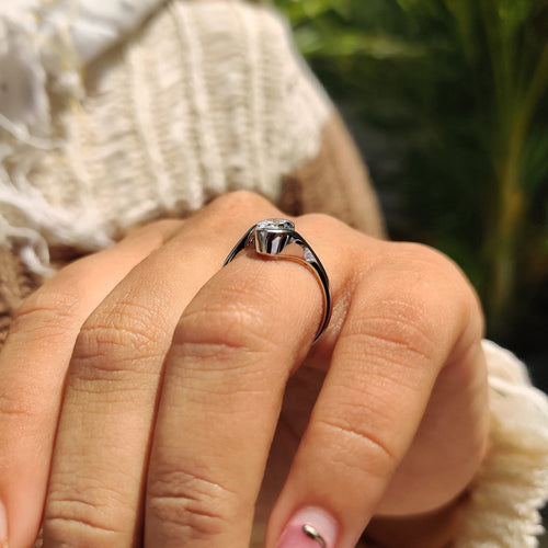 Cordelia Marie - Oval Diamond Engagement Ring In Half Bezel Setting