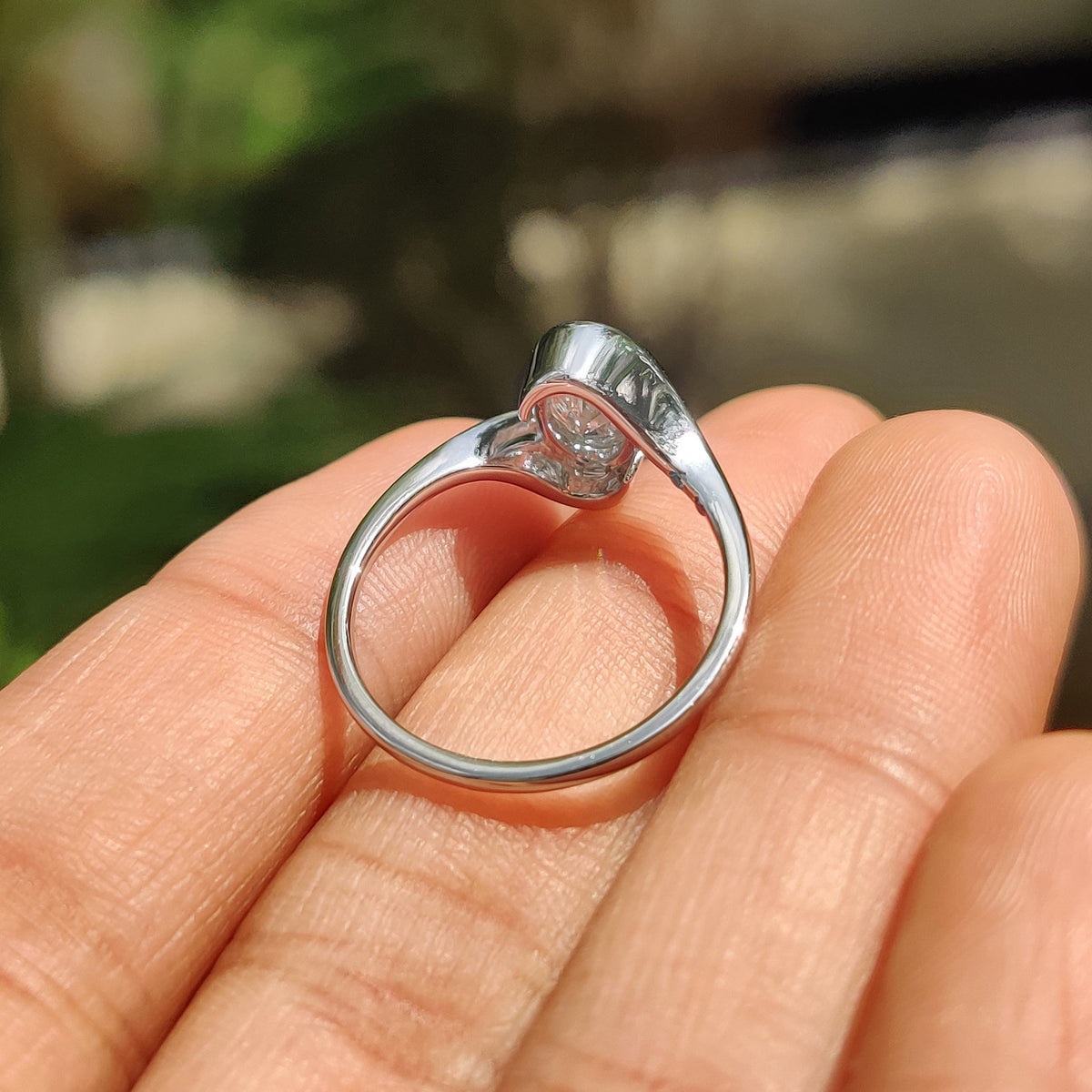 Cordelia Marie - Oval Diamond Engagement Ring In Half Bezel Setting