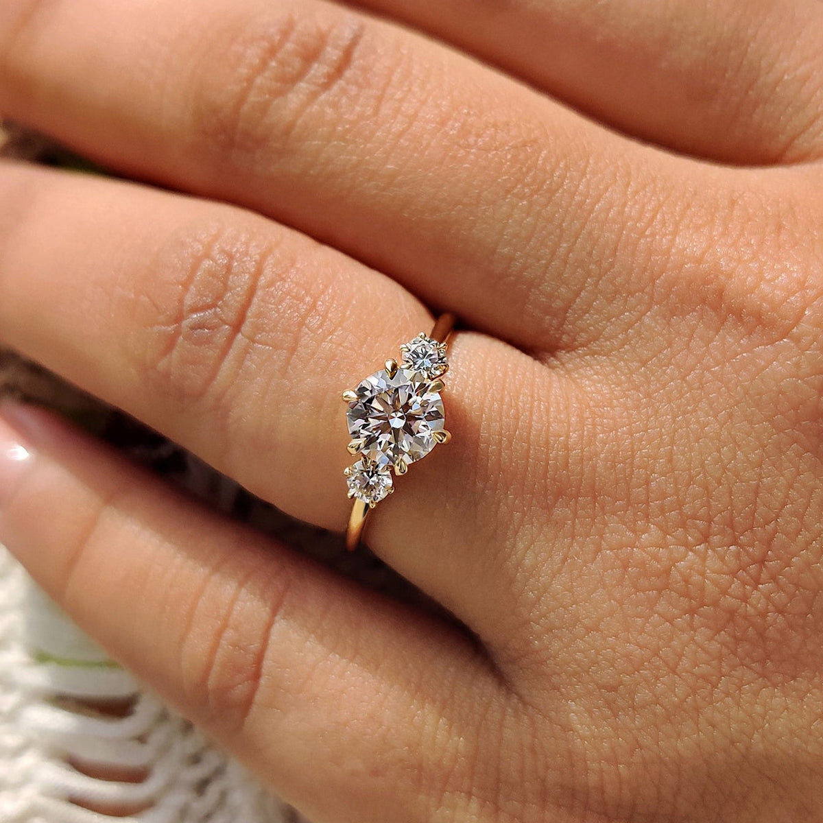 Solene Dawn - Round Cut Diamond Ring In 3 Stone Style