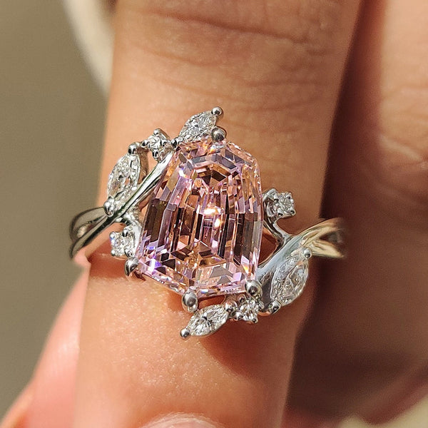 Amara Anne - Shield Cut Pink Gemstone Bypass Engagement Ring
