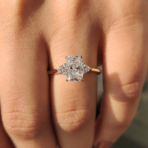 Amara Jane - Elongated Cushion Cut Engagement Ring With Cathedral Setting