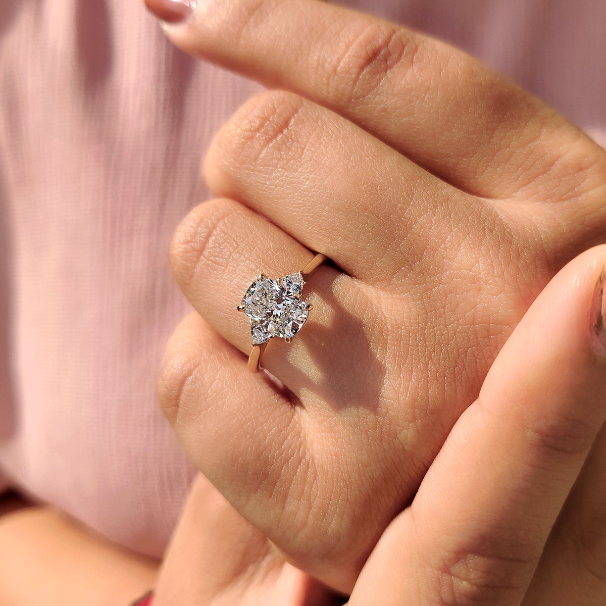 Amara Jane - Elongated Cushion Cut Engagement Ring With Cathedral Setting