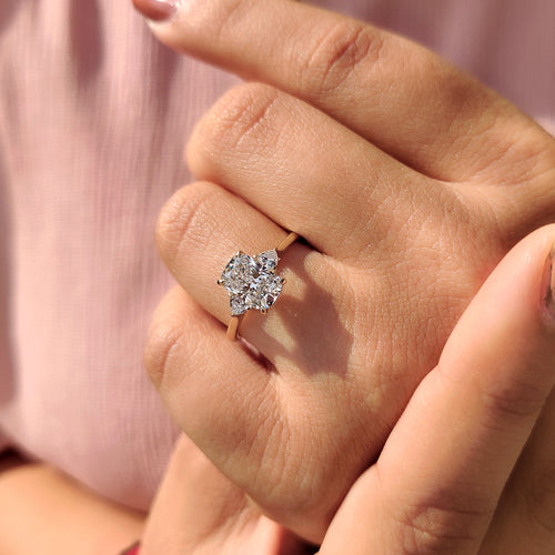 Amara Jane - Elongated Cushion Cut Engagement Ring With Cathedral Setting