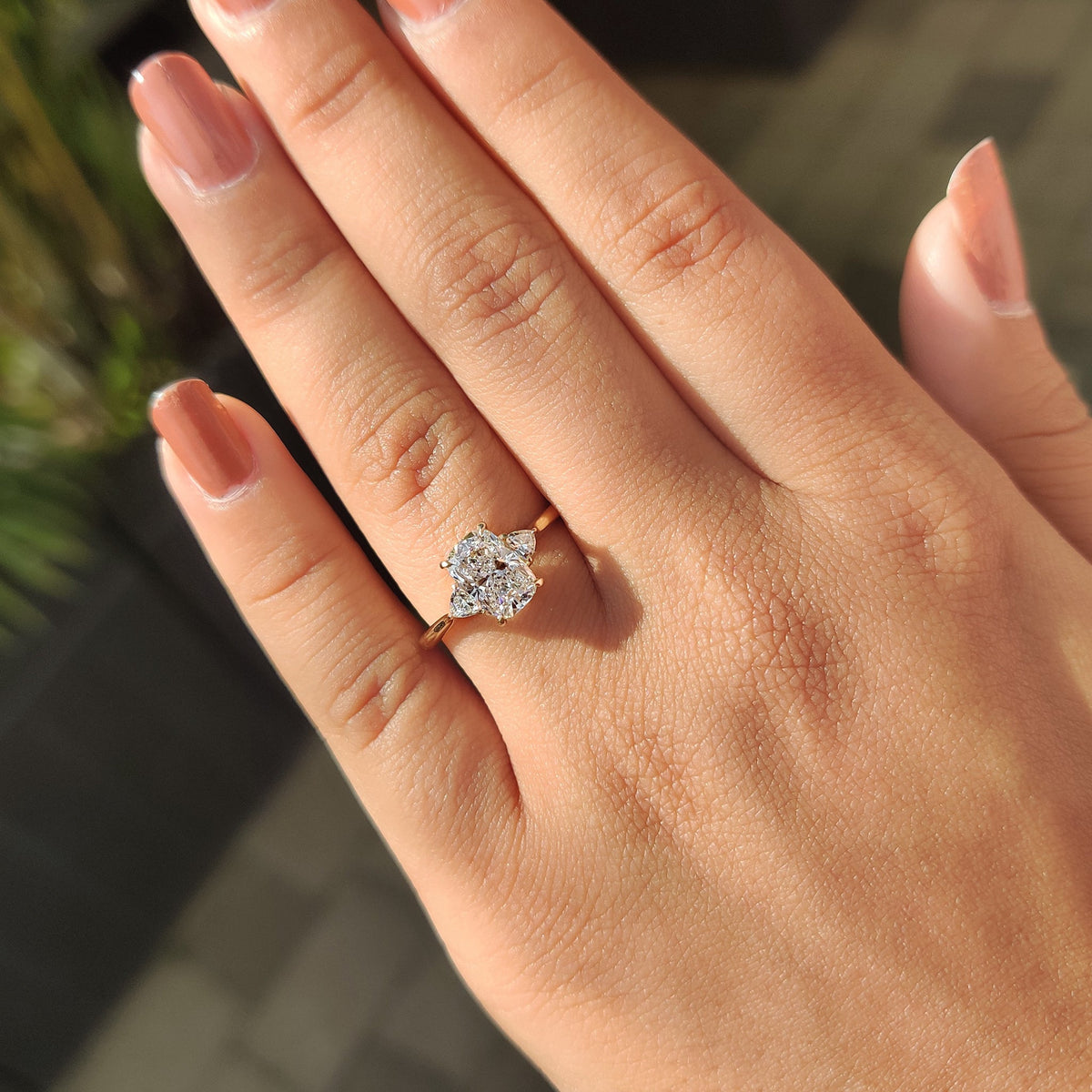 Amara Jane - Elongated Cushion Cut Engagement Ring With Cathedral Setting