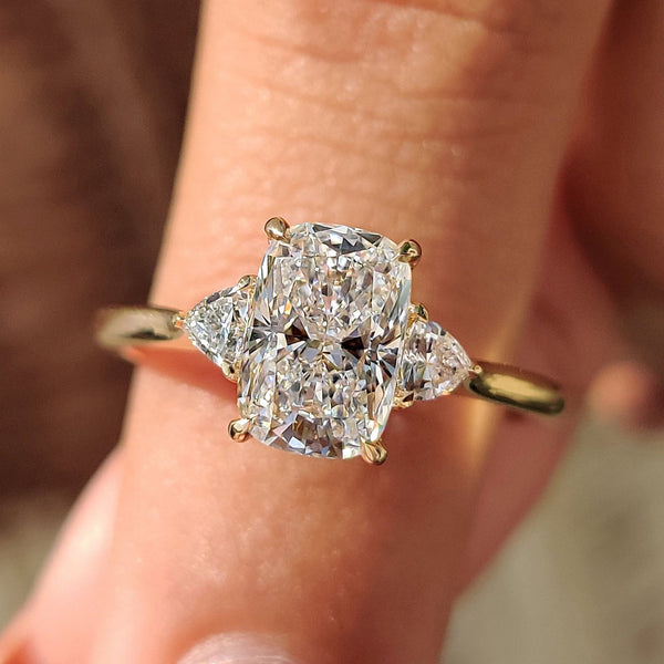 Amara Jane - Elongated Cushion Cut Engagement Ring With Cathedral Setting