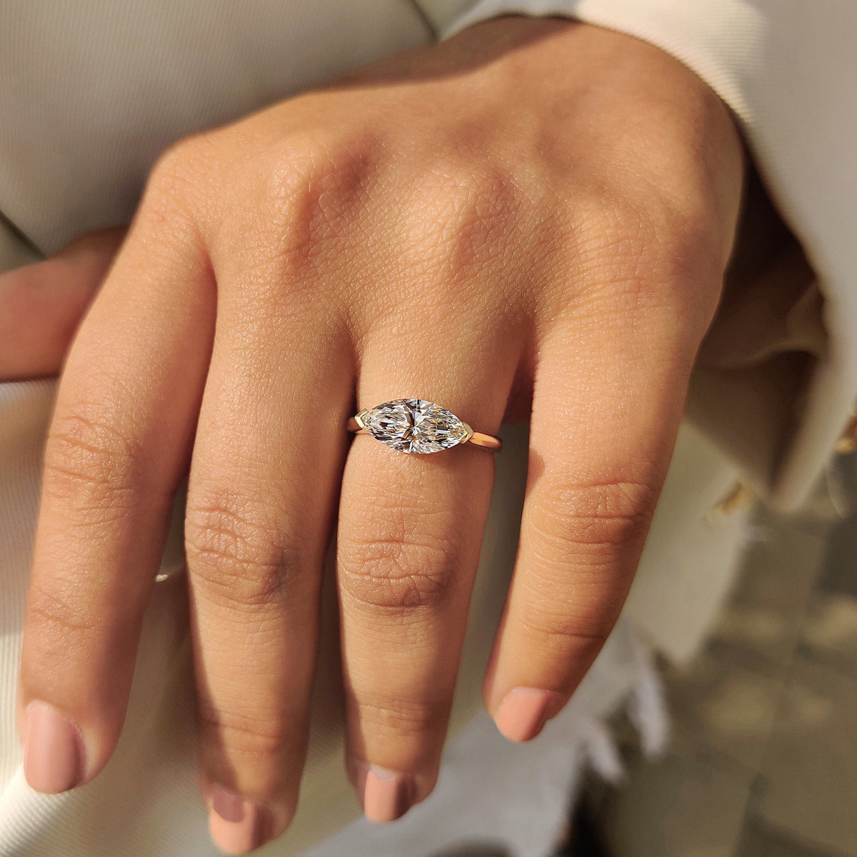 Amara Claire - East To West Marquise Ring In Solitaire Style