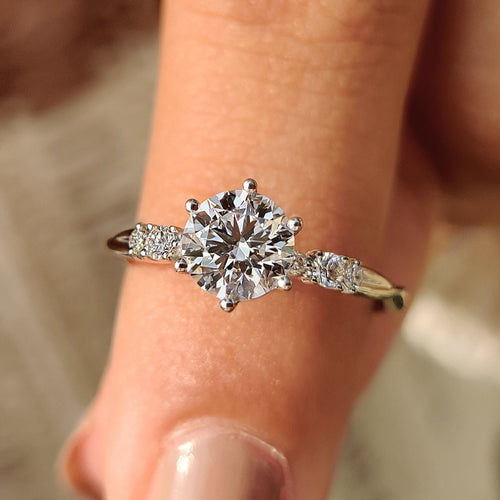 Evangeline Dawn - 2 Carat Round Diamond Ring in Muse Setting