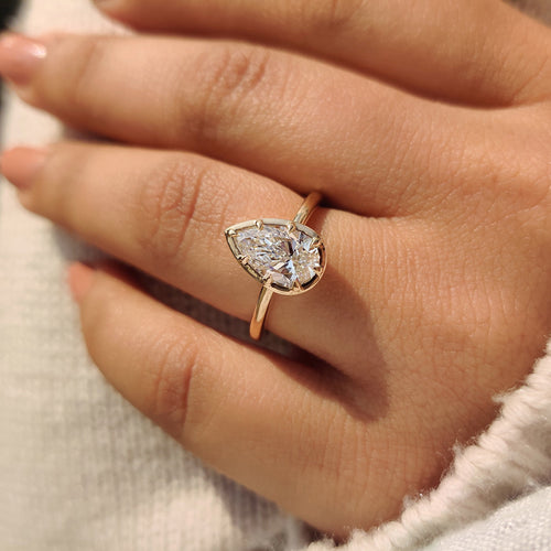 Vivienne Louise - Pear Cut Diamond Ring in Bezel Type Prong Setting