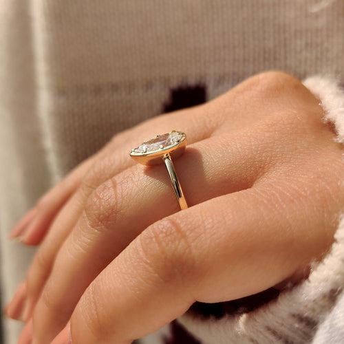 Vivienne Louise - Pear Cut Diamond Ring in Bezel Type Prong Setting