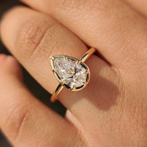 Vivienne Louise - Pear Cut Diamond Ring in Bezel Type Prong Setting