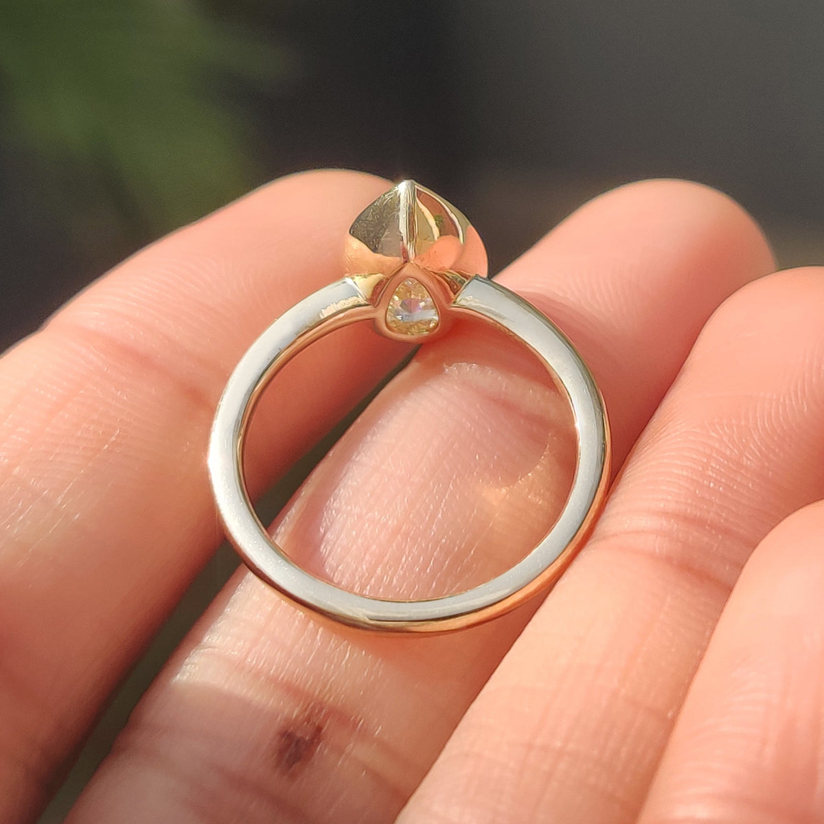 Vivienne Louise - Pear Cut Diamond Ring in Bezel Type Prong Setting