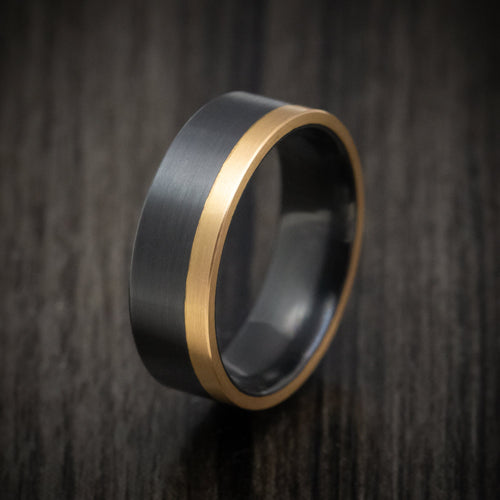 Storm XVIII - Black Zirconium and Gold Edge Men's Wedding Ring Band - view 4 - Nura Lab