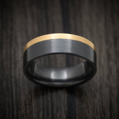 Storm XVIII - Black Zirconium and Gold Edge Men's Wedding Ring Band - view 2 - Nura Lab